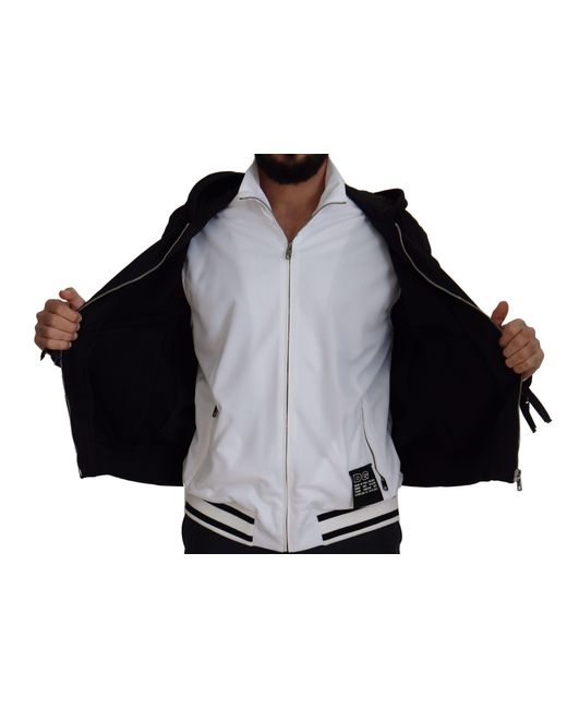 Dolce & Gabbana Black Elegant Bomber Jacket With Hood for men