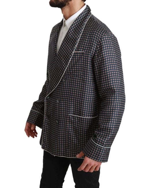 Dolce & Gabbana Black Red Silk Crystal Jacket Coat Blazer for men