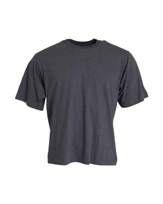 Dolce & Gabbana Gray Cotton Round Neck Short Sleeve T-Shirt for men