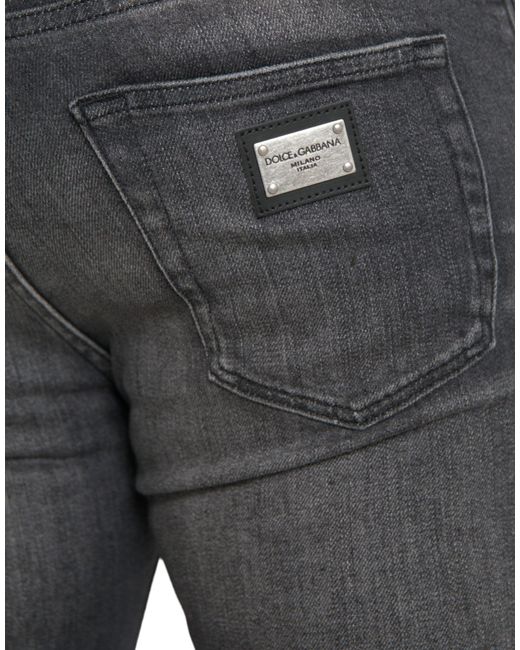 Dolce & Gabbana Gray Washed Cotton Stretch Skinny Denim Jeans for men