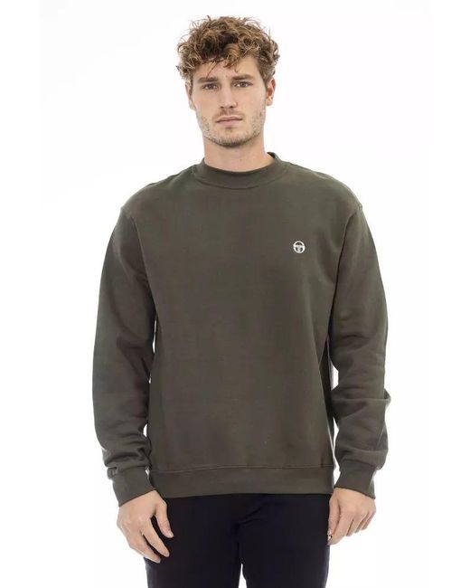 Sergio Tacchini Gray Classic Green Crew Neck Fleece Sweater for men