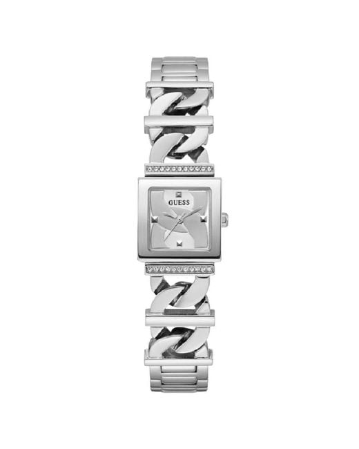 Guess Metallic Gray Stainless Steel Dress Watch