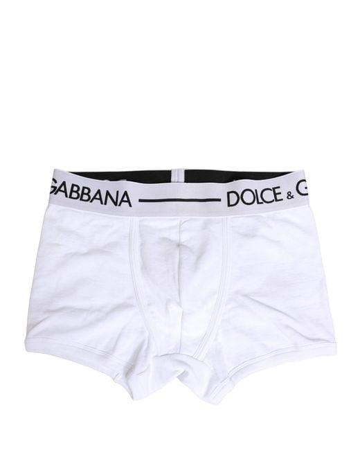 Dolce & Gabbana White Logo Waistband Regular Boxer Underwear for men