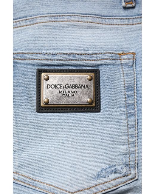 Dolce & Gabbana Blue Slim Fit Distressed Jeans for men