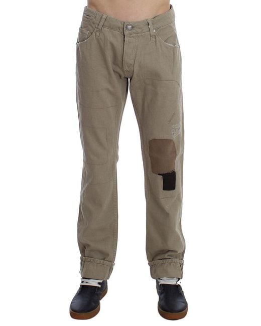 Acht Natural Cotton Patchwork Jeans Beige Sig30450 for men