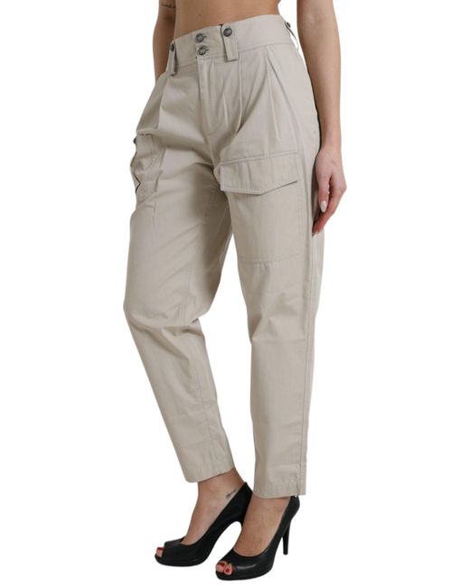 Dolce & Gabbana Gray Cotton High Waist Tapered Pants