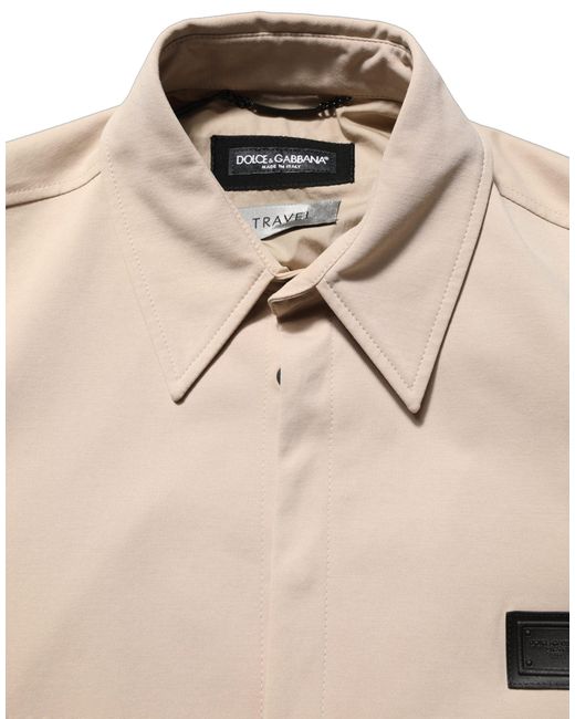 Dolce & Gabbana Natural Beige Logo Overshirt Cotton Men Casual Shirt for men
