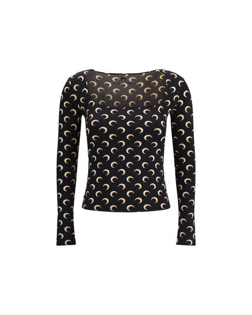MARINE SERRE Black Polyamide Top