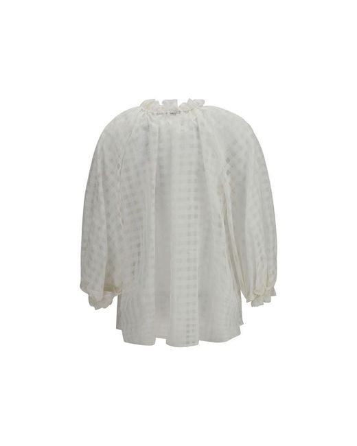 Sara Roka Gray White Cotton Pattern Shirt