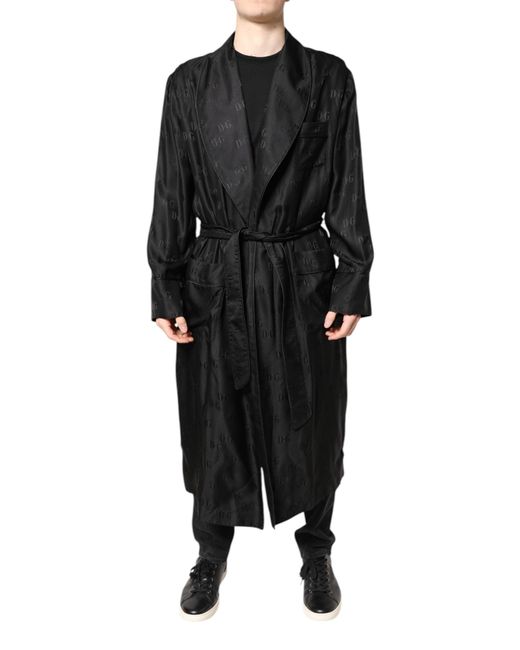 Dolce & Gabbana Black Belted Coats for men