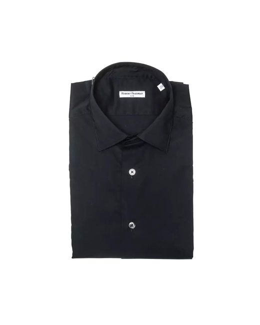 Robert Friedman Black Elegant Slim Collar Shirt for men