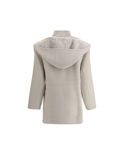 Fendi Gray Wool Coat With Removable Hood