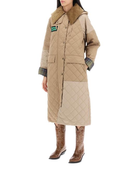 BARBOUR X GANNI Natural Burghley Quilted Trench Coat