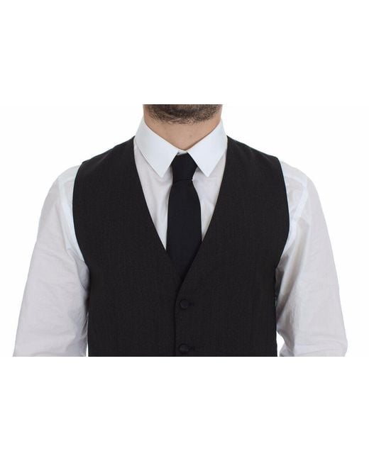 Dolce & Gabbana Gray Dolce Gabbana Wool Stretch Dress Vest Blazer for men