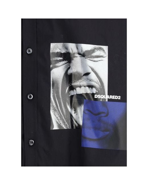 DSquared² Blue Fighter Notch Shirt for men