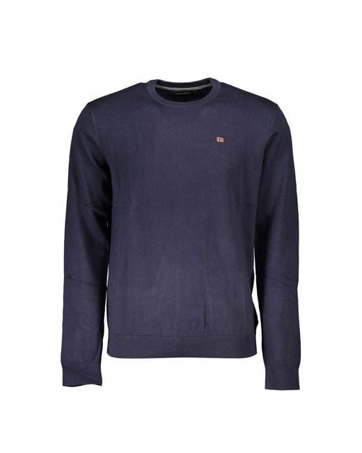 Napapijri Blue Classic Crew Neck Cotton Sweater for men