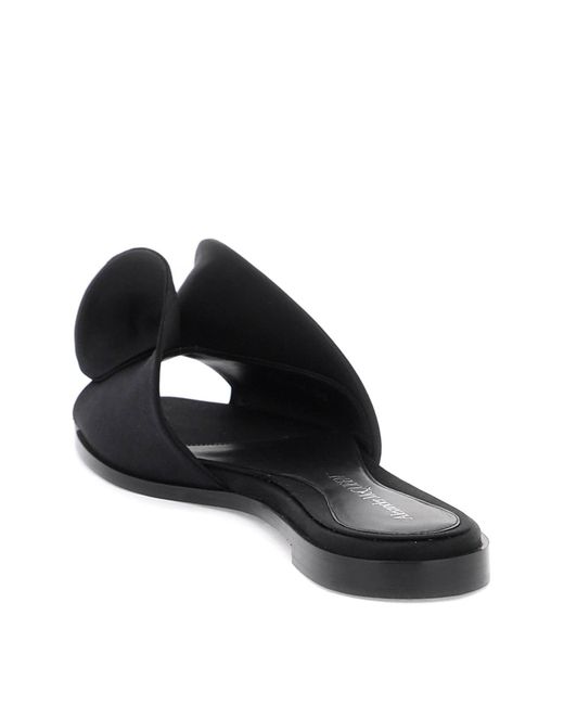 Alexander McQueen Black Slides With Silk Detail