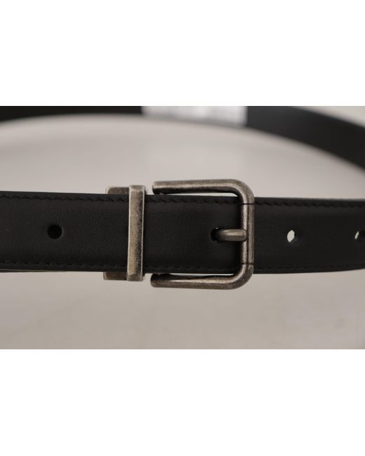Dolce & Gabbana Black Elegant Leather Belt With Metal Buckle for men
