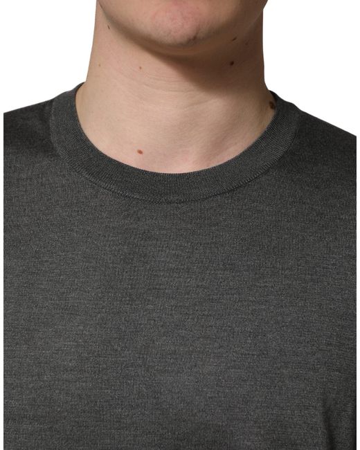 Dolce & Gabbana Gray Long Sleeves Crew Neck Pullover Sweater for men