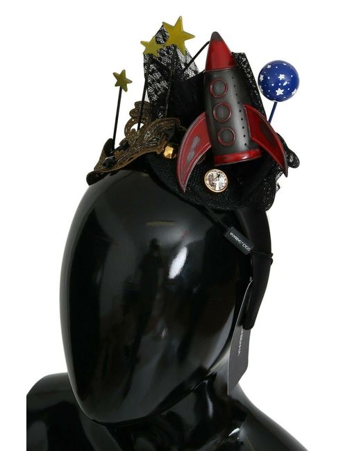Dolce & Gabbana Black Missile Rocket Crystal Stars Headband Diadem