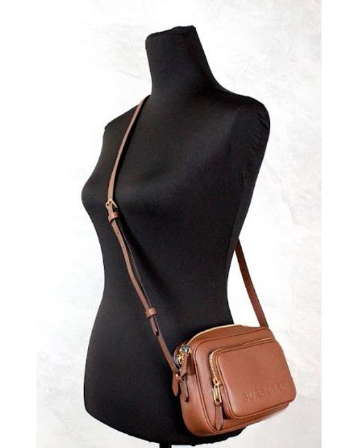 Burberry Small Branded Tan Leather Camera Crossbody Bag in Brown Lyst