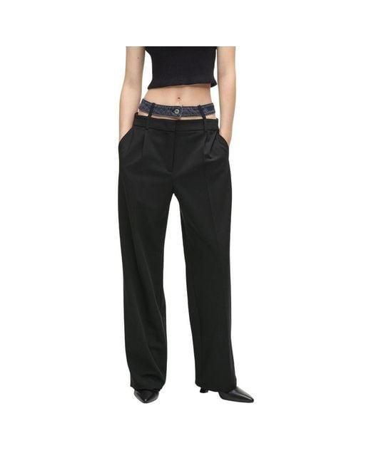 Karl Lagerfeld Black Polyester Casual Pants