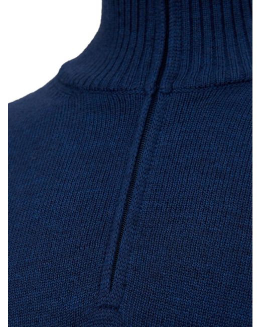 Gran Sasso Blue Mock Turtleneck Wool Sweater for men
