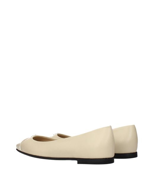 Jimmy Choo Natural Beige Leather Ballet Flats
