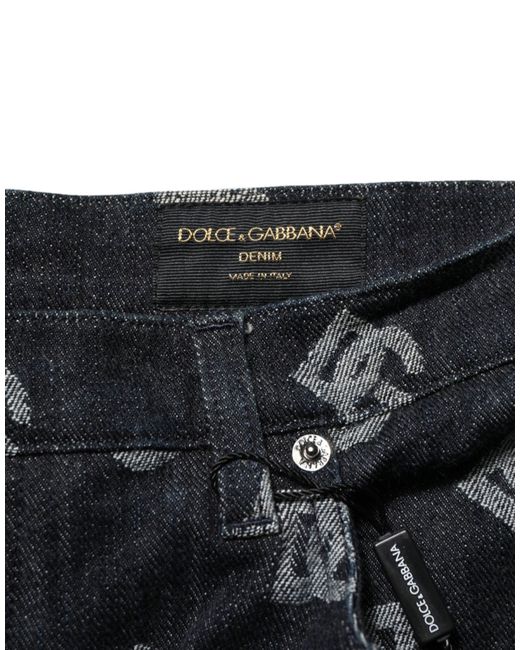 Dolce & Gabbana Black Logo Print Denim Shorts for men