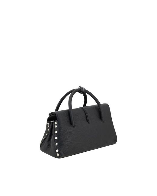 Zanellato Black Calf Leather Bos Taurus Shoulder Bag