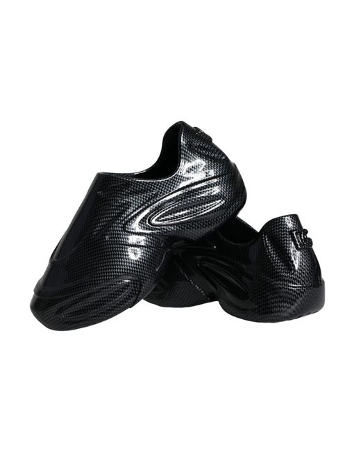 Dolce & Gabbana Black Foiled Rubber Toy Low Top Sneakers Shoes for men