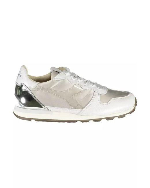 Diadora White Gray Fabric Sneaker