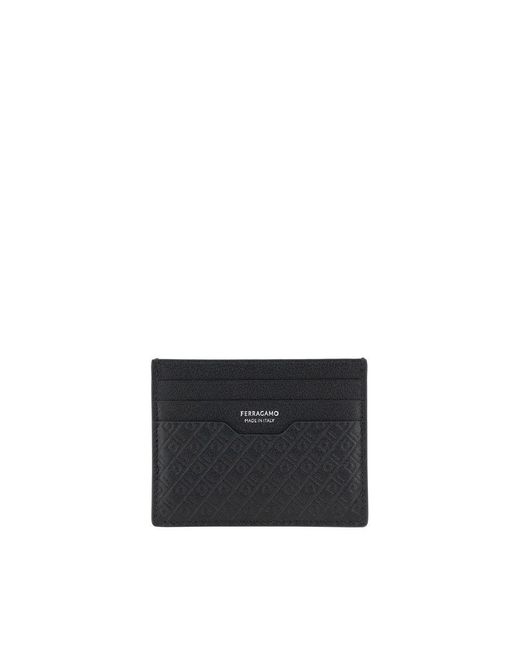 Ferragamo Black Logoed Card Holder for men