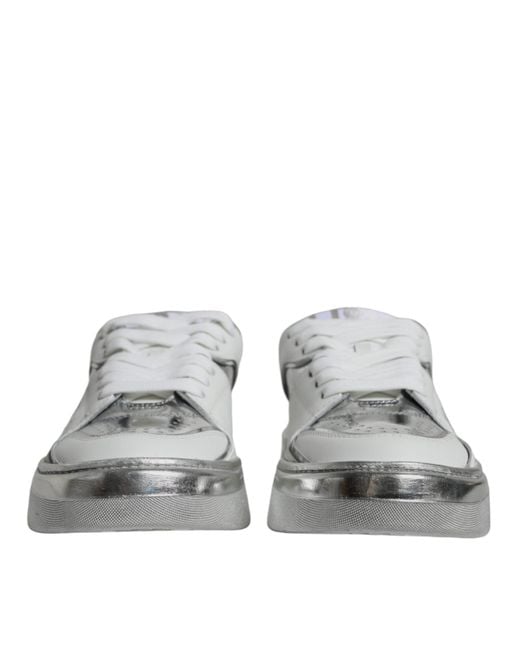 Dolce & Gabbana Gray Leather Low Top Sneakers Shoes