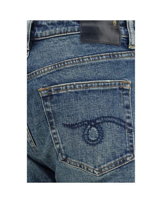 R13 Blue Cotton Flared Jeans