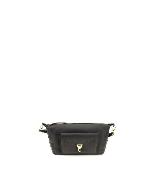 Coccinelle Gray Black Calf Leather Bos Taurus Shoulder Bag