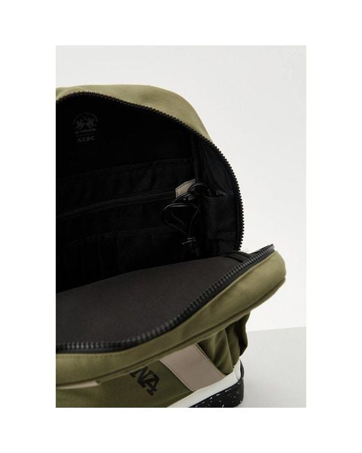 La Martina Green Bicolor Canvas Backpack for men