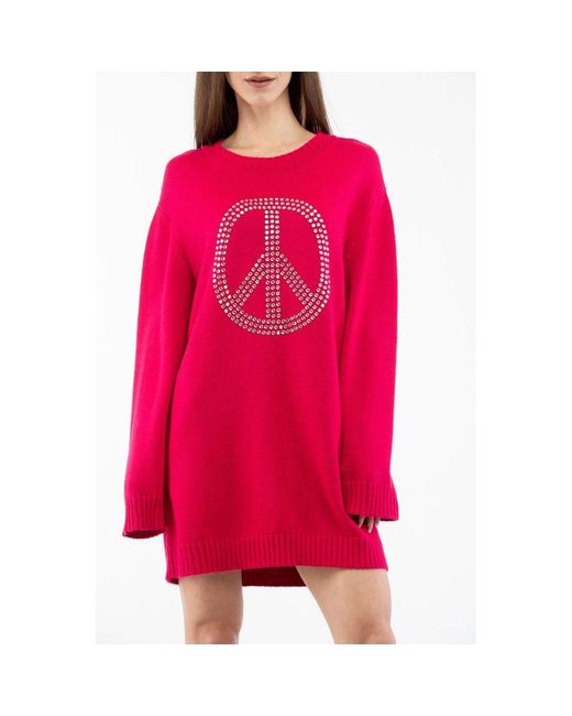 Moschino Red Fuchsia Wool Casual Dress