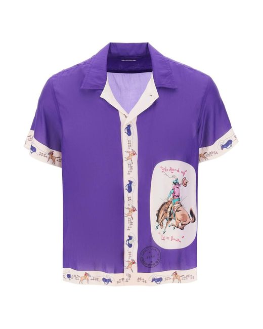 Bode Purple Round Up Bowling Shirt With Graphic Motif for men