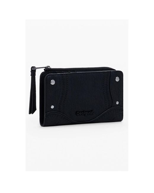 Desigual Black Studded Ziparound Wallet