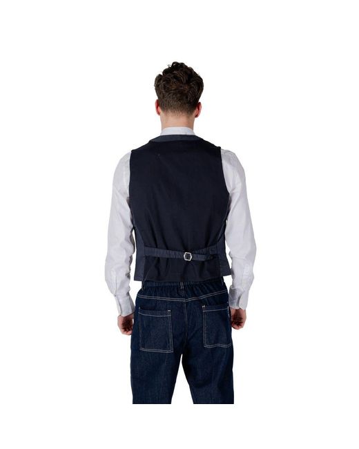 Gianni Lupo Blue Cotton Waistcoat for men