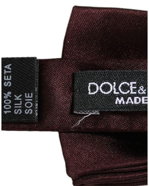 Dolce & Gabbana Men Brown 100% Silk Adjustable Neck Papillon Bow Tie for men