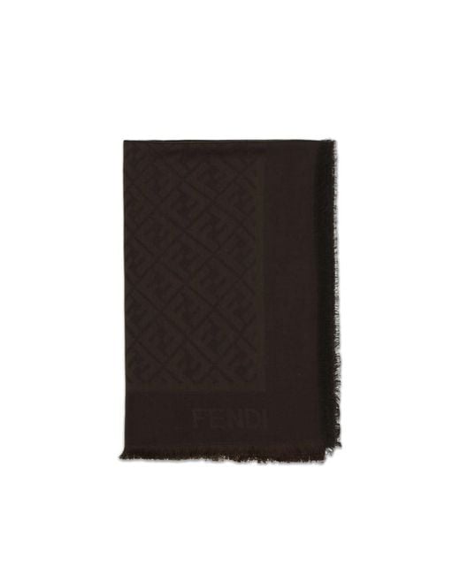 Fendi Black Silk Ff Shawl