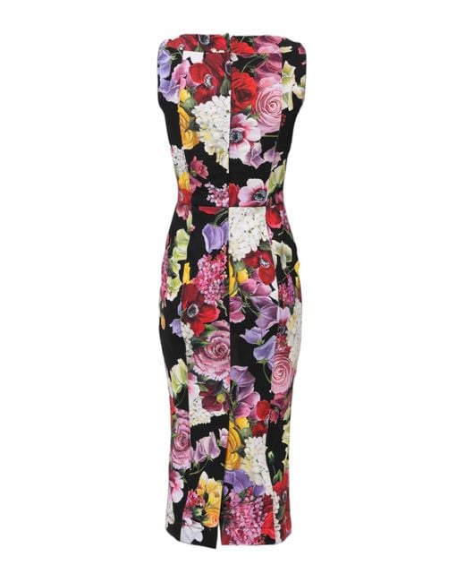 Dolce & Gabbana Red Multicolor Ortensia Patchwork Sheath Dress