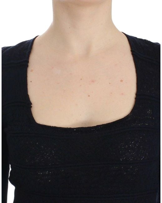 Ermanno Scervino Black Knitted Wool Blend Longsleeve Sweater