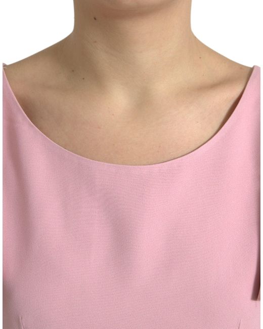 Dolce & Gabbana Pink Short Sleeves Round Neck Blouse Top