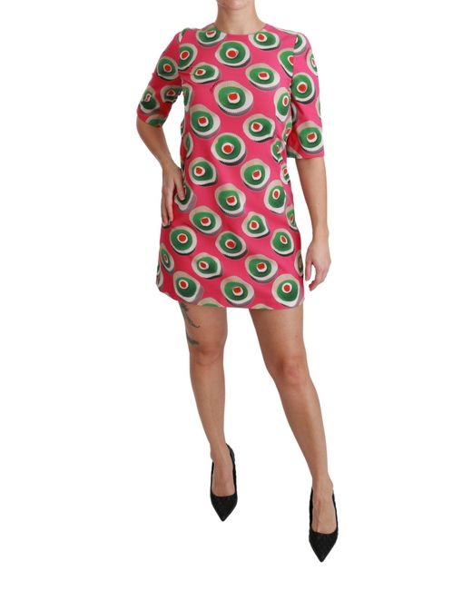 Dolce & Gabbana Pink Silk Cup Cake Shift Stretch Dress