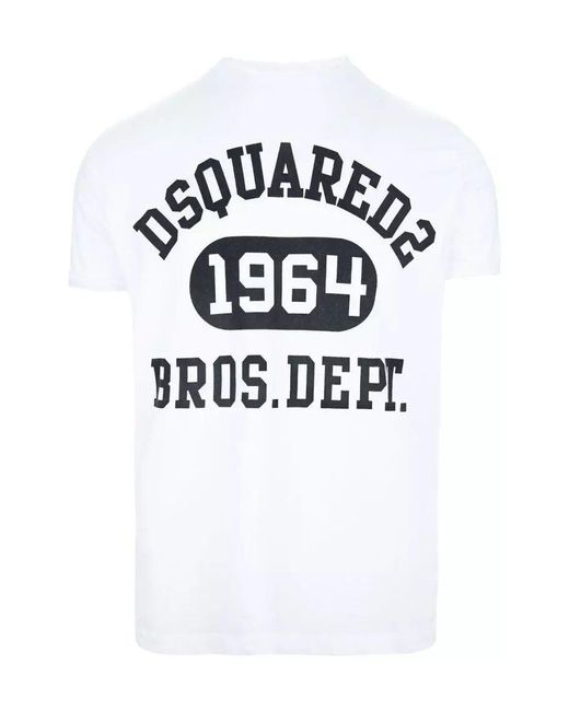 DSquared² White Elevated Cotton Tee With Bold Contrast Print for men