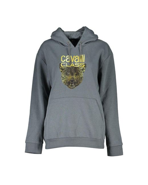 Roberto Cavalli Gray Sleek Fleece Hooded Sweatshirt