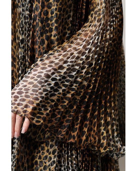 Dolce & Gabbana Brown Leopard Print Scarf Collared Chiffon Dress for men